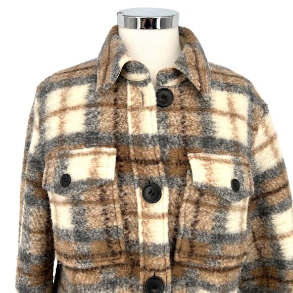 Isabel Marant Etoile Gaston Wool-Blend Plaid Coat Gray Brown Size Medium - Picture 2 of 12